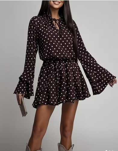 Mini abito marrone pois - a, con