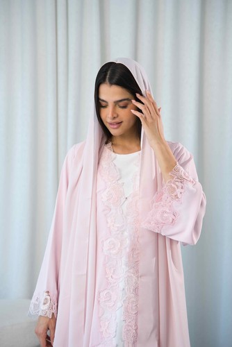 Blush pizzo abaya - pizzo,
