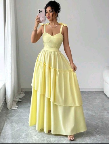 Maxi abito giallo sole - , con